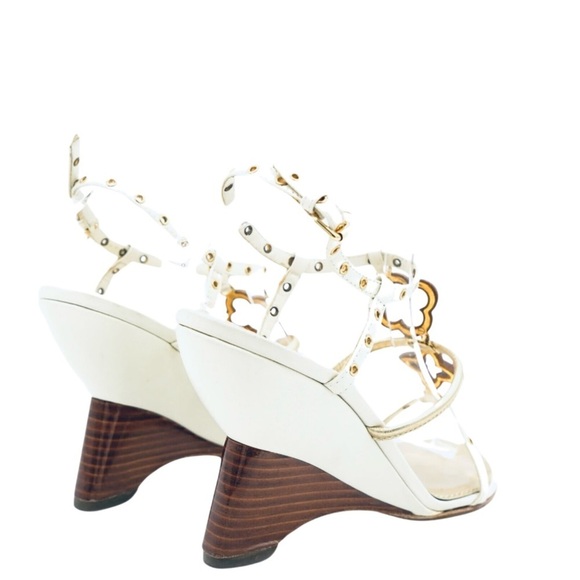 Louis Vuitton Leather Eyelet T-Strap Wedge Heels - Picture 9 of 14